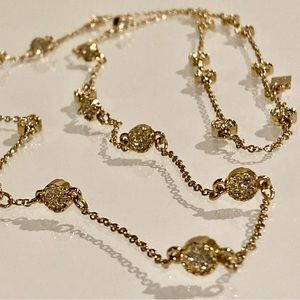 Kate Spade Brightspot Disc double-sided pave necklace. Crystal, gold plate. Long